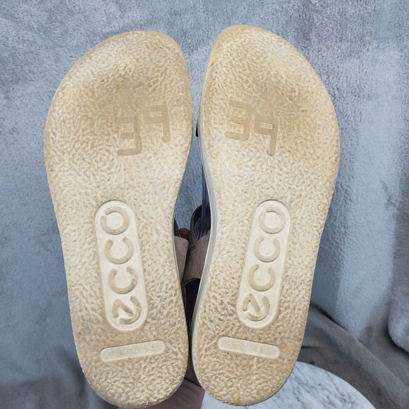 Ecco Shoes Womens Size 8 Moon Rock Taupe Brown Leather Flowt Sandals *Read* - Picture 9 of 11